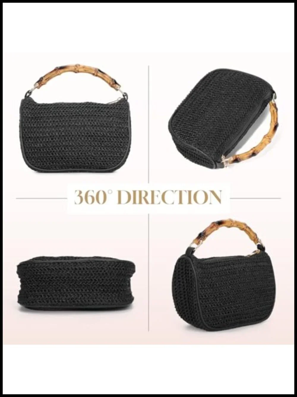 Straw Clutch Purse Women Woven Beach Hobo Tote Crossbody Bag Summer Vacation
